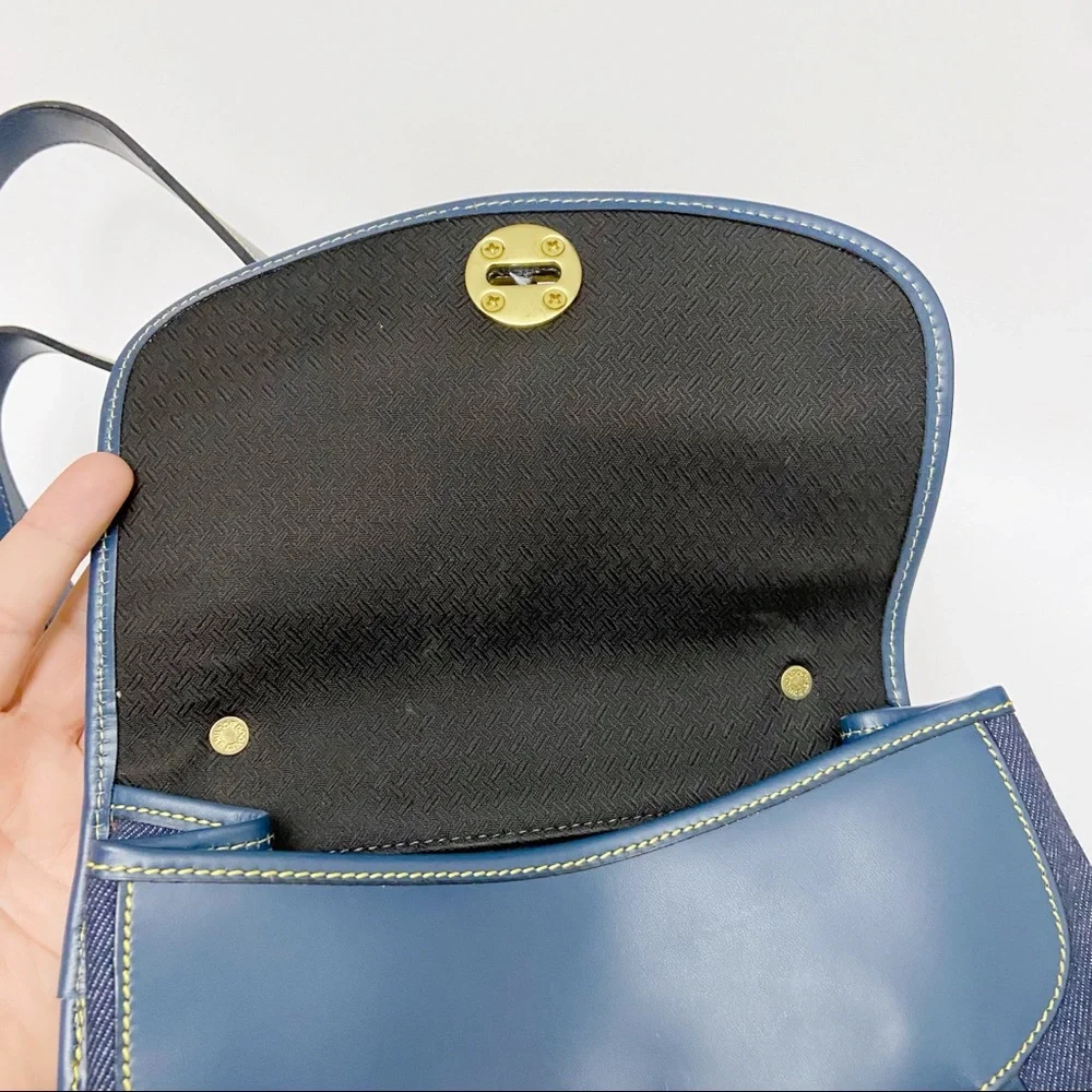 Vintage Dooney & Bourke Blue Denim Leather Backpack - Picture 8 of 11